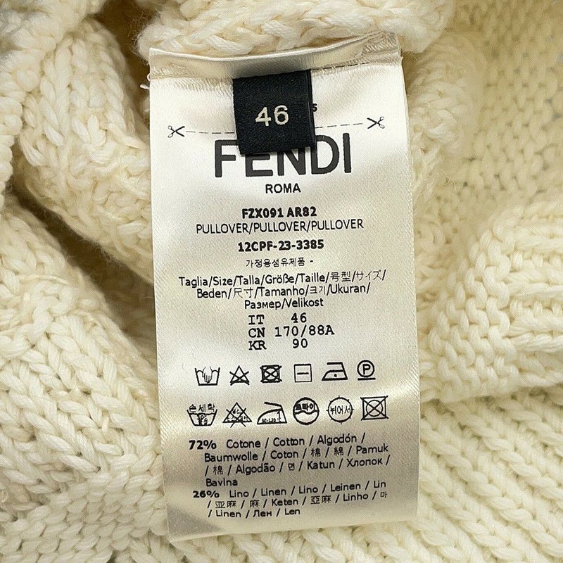 フェンディ ニット FFロゴ プルオーバーセーター コットン メンズサイズ46 FZX091 FENDI トップス 白