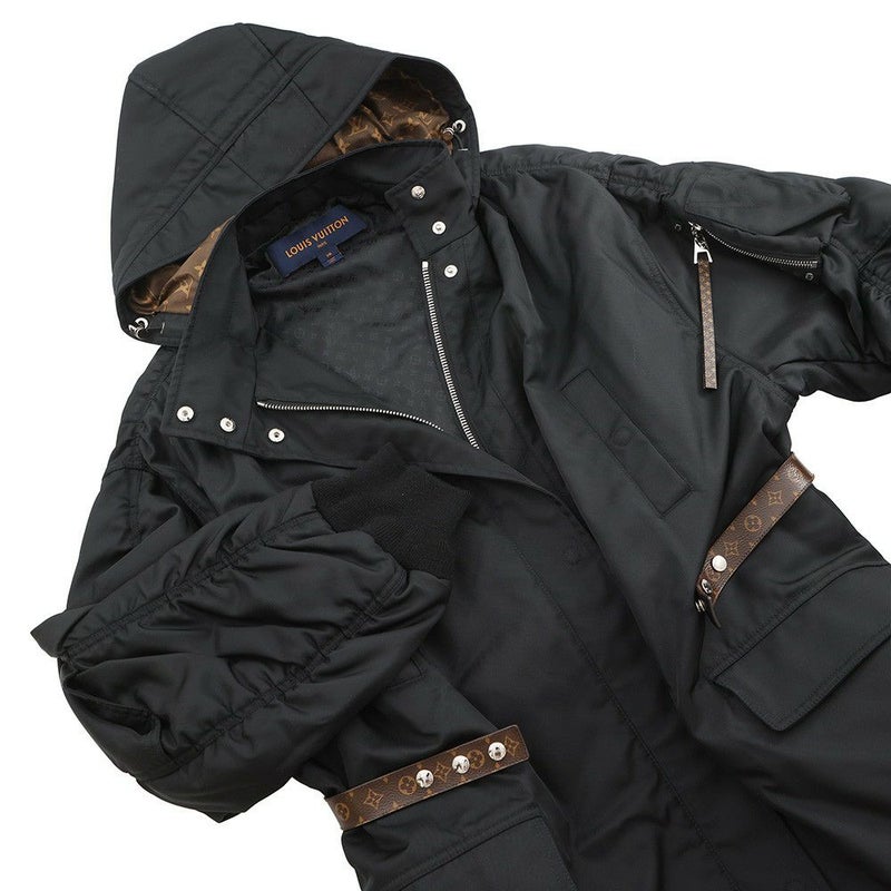 ルイヴィトン コート フード付 ジップ コート レディースサイズ38 LOUIS VUITTON アウター 黒 ブラック