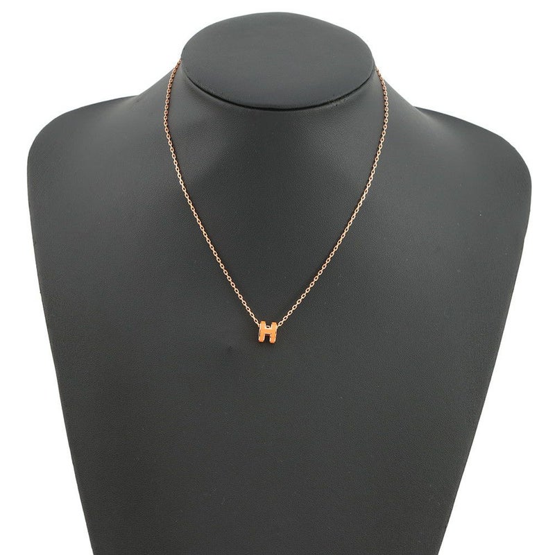 エルメス ネックレス ミニ・ポップアッシュ オレンジ/ピンクゴールド金具 HERMES アクセサリー