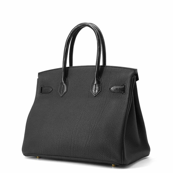 エルメス バーキン30 タッチ ブラック/ゴールド金具 トゴ/アリゲーターマット Y刻印 HERMES Birkin ハンドバッグ 黒