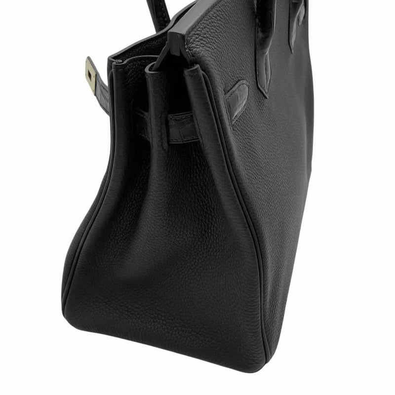 エルメス バーキン30 タッチ ブラック/ゴールド金具 トゴ/アリゲーターマット Y刻印 HERMES Birkin ハンドバッグ 黒