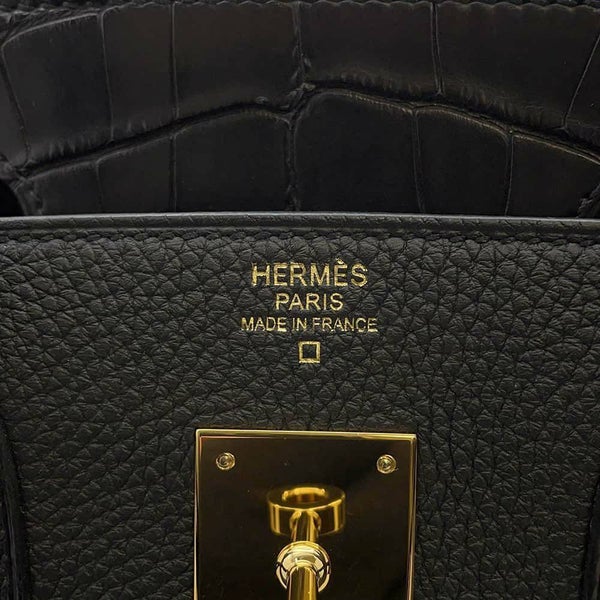 エルメス バーキン30 タッチ ブラック/ゴールド金具 トゴ/アリゲーターマット Y刻印 HERMES Birkin ハンドバッグ 黒