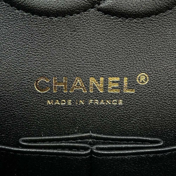 シャネル チェーンショルダーバッグ マトラッセ25 ココマーク 24C ワッペン ラムスキン ダブルチェーン A01112 CHANEL 黒
