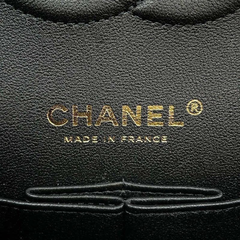 シャネル チェーンショルダーバッグ マトラッセ25 ココマーク 24C ワッペン ラムスキン ダブルチェーン A01112 CHANEL 黒