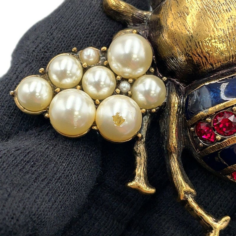 グッチ リング ビー ダブルフィンガー フェイクパール ラインストーン サイズS GUCCI アクセサリー 指輪 蜂