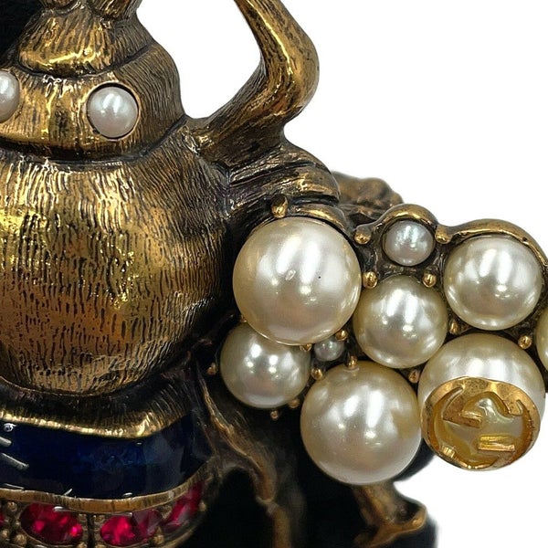 グッチ リング ビー ダブルフィンガー フェイクパール ラインストーン サイズS GUCCI アクセサリー 指輪 蜂