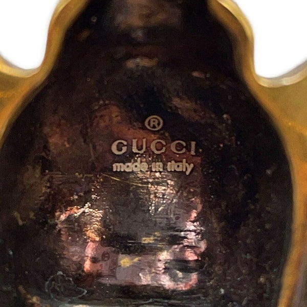 グッチ リング ビー ダブルフィンガー フェイクパール ラインストーン サイズS GUCCI アクセサリー 指輪 蜂