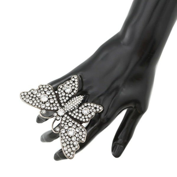 グッチ リング バタフライ ダブルフィンガー ラインストーン サイズS GUCCI アクセサリー 指輪