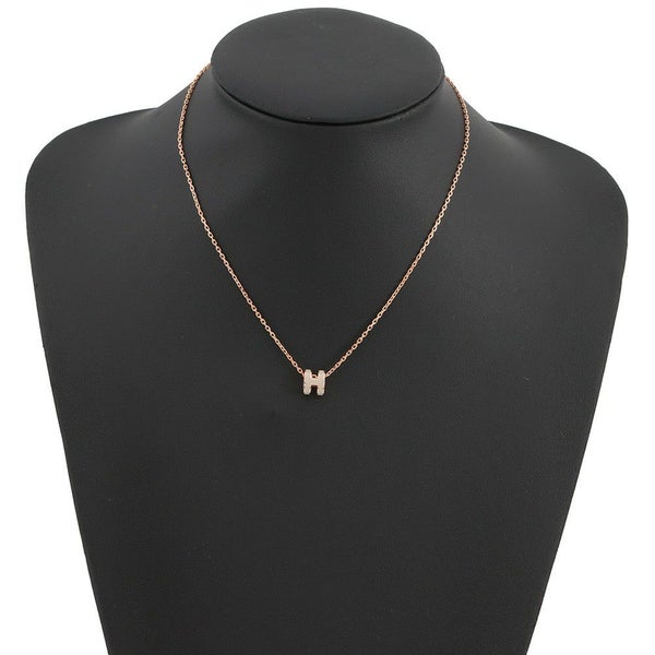 エルメス ネックレス ミニ・ポップアッシュ マロングラッセ/ピンクゴールド金具 HERMES アクセサリー ポップH