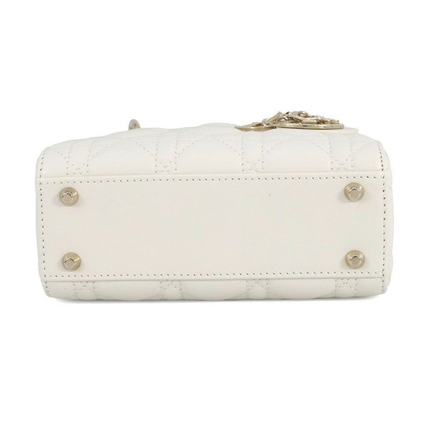 クリスチャン・ディオール ハンドバッグ カナージュ レディディオール ミニ ラムスキン M0505ONUL 2way 白