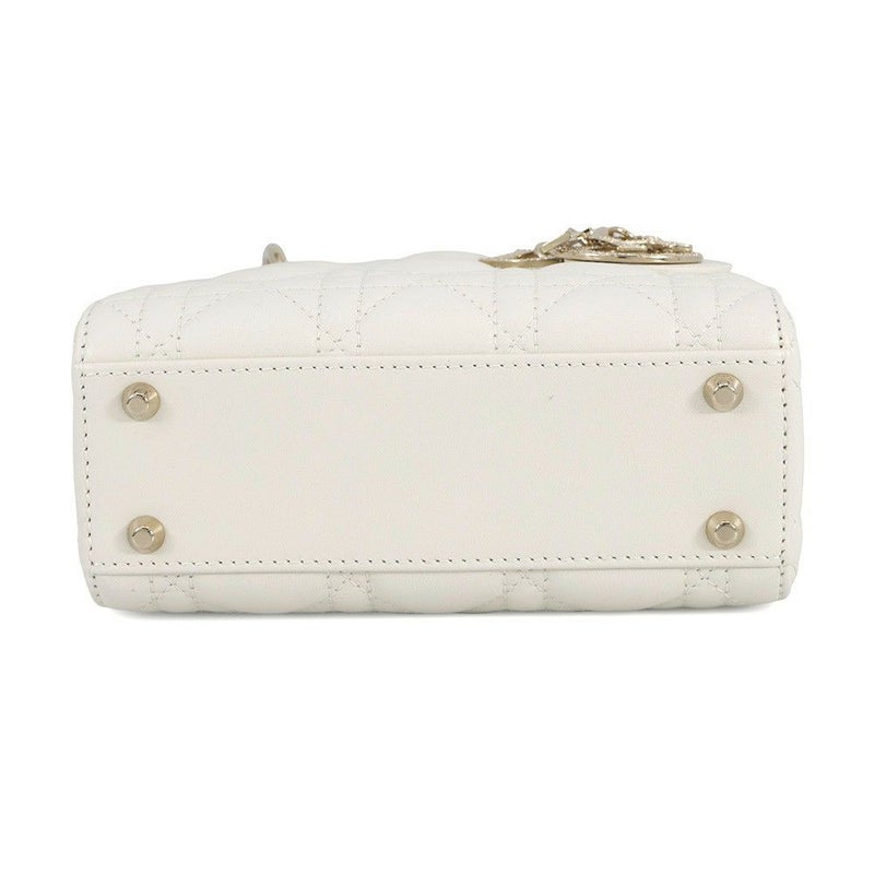 クリスチャン・ディオール ハンドバッグ カナージュ レディディオール ミニ ラムスキン M0505ONUL 2way 白