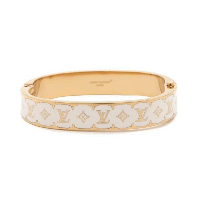 ルイヴィトン ブレスレット ナノ グラム エナメル M1574S LOUIS VUITTON アクセサリー バングル 白 ホワイト