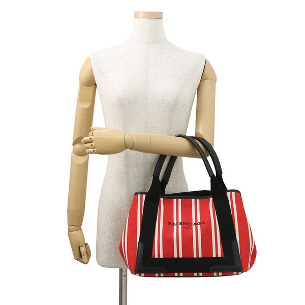 バレンシアガ トートバッグ ストライプ ネイビーカバス S 339933 BALENCIAGA ポーチ付