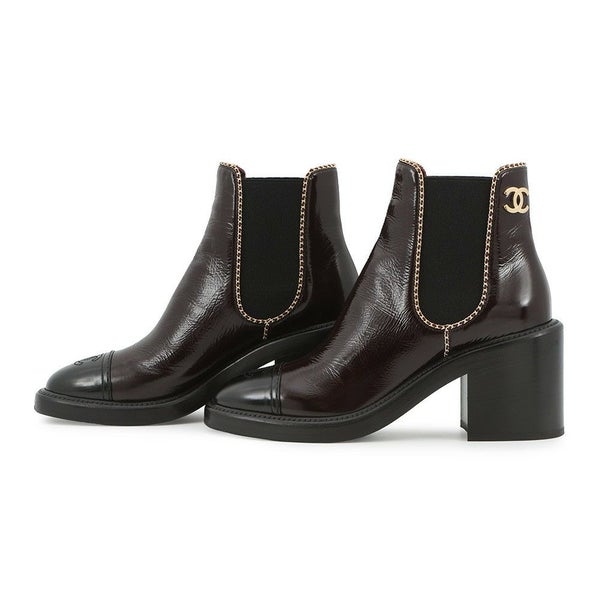 シャネル ショートブーツ サイドゴア ココマーク レザー レディースサイズ37C G46804 CHANEL 靴 黒