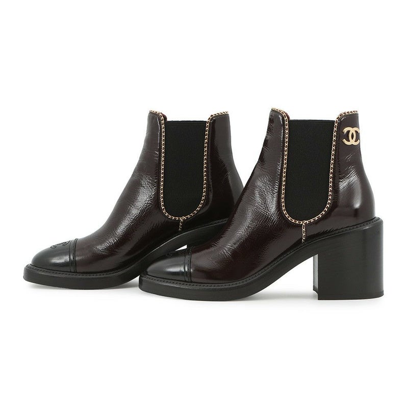 シャネル ショートブーツ サイドゴア ココマーク レザー レディースサイズ37C G46804 CHANEL 靴 黒