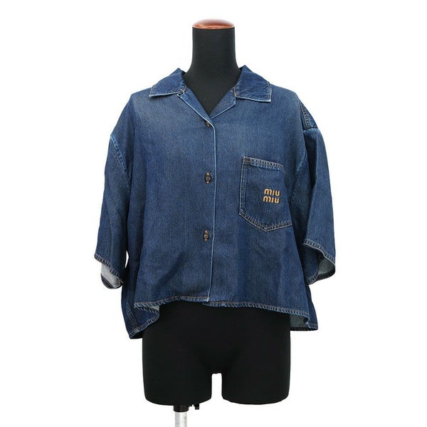 ミュウミュウ シャツ ロゴ デニムシャツ レディースサイズ36 GWC105 MIUMIU トップス
