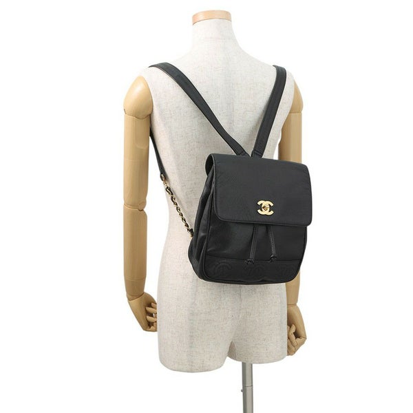 シャネル リュック トリプルココマーク キャビアスキン CHANEL バックパック バッグ 黒
