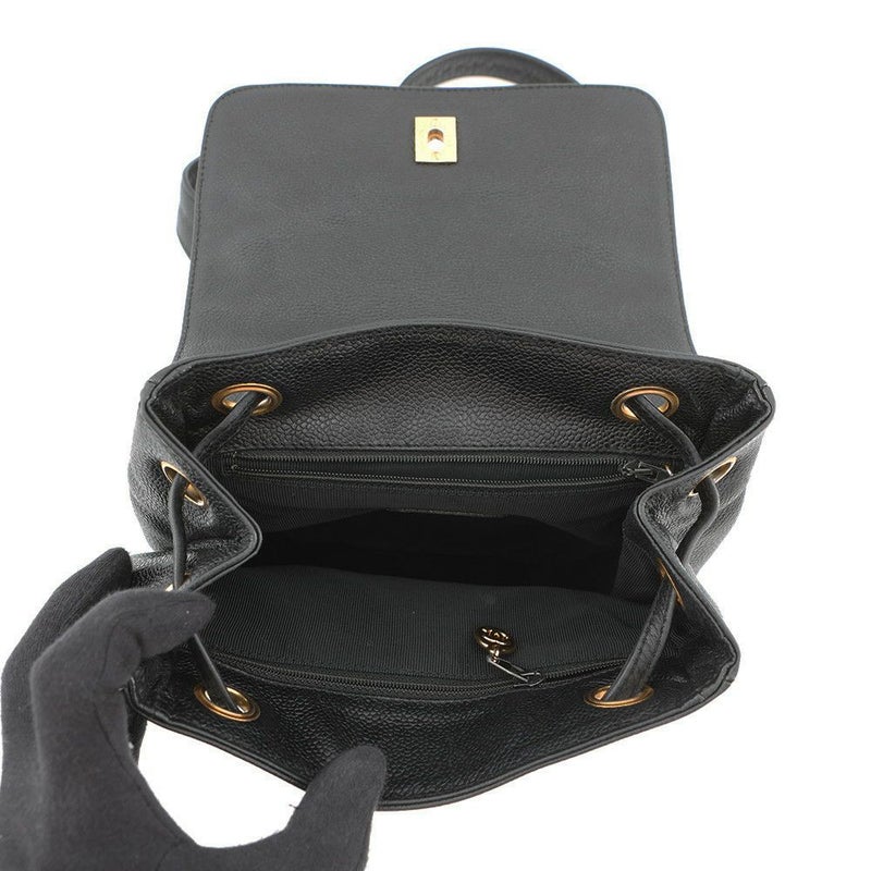 シャネル リュック トリプルココマーク キャビアスキン CHANEL バックパック バッグ 黒