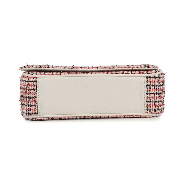 シャネル チェーンショルダーバッグ デカココ ココマーク フルフラップ ツイード/レザー CHANEL 白