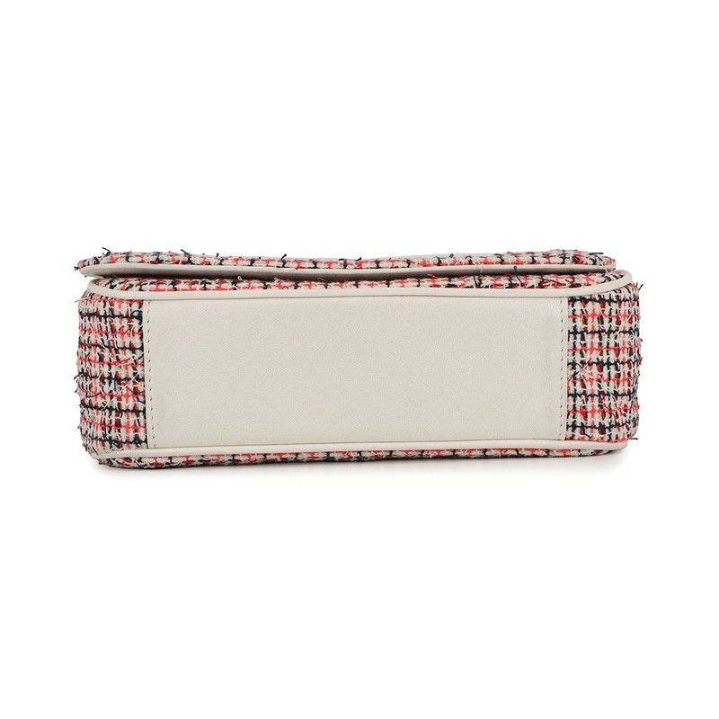 シャネル チェーンショルダーバッグ デカココ ココマーク フルフラップ ツイード/レザー CHANEL 白