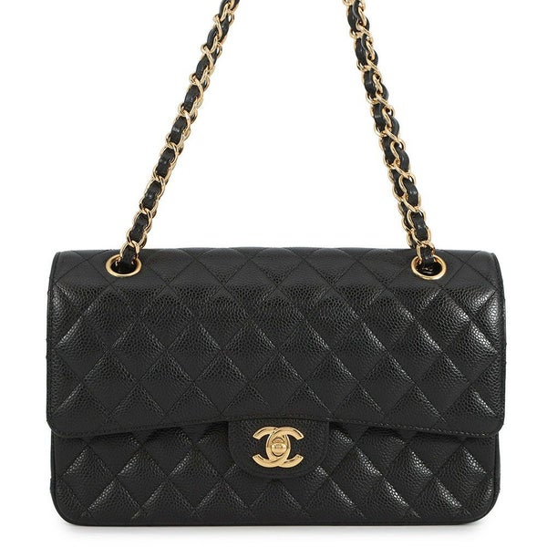 シャネル チェーンショルダーバッグ マトラッセ25 ココマーク ダブルチェーン キャビアスキン A01112 CHANEL 黒