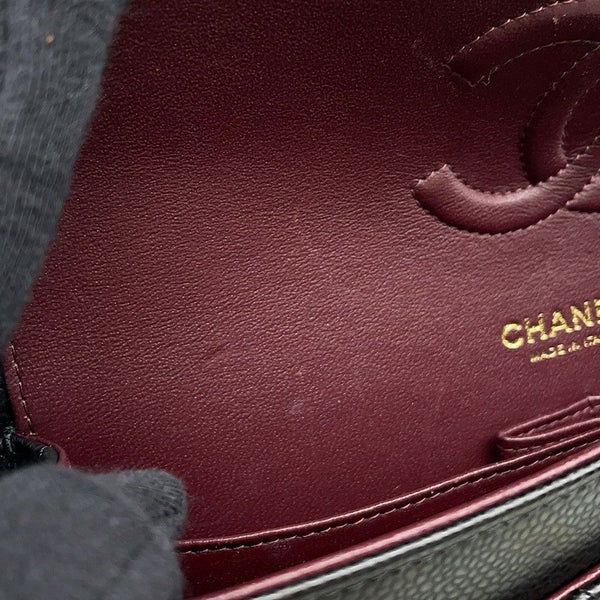 シャネル チェーンショルダーバッグ マトラッセ25 ココマーク ダブルチェーン キャビアスキン A01112 CHANEL 黒