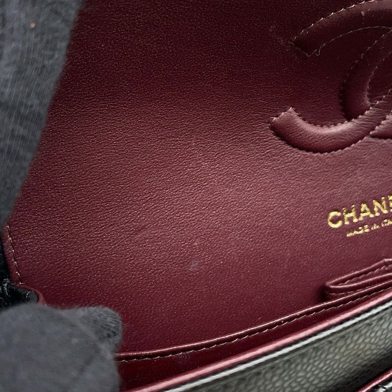 シャネル チェーンショルダーバッグ マトラッセ25 ココマーク ダブルチェーン キャビアスキン A01112 CHANEL 黒