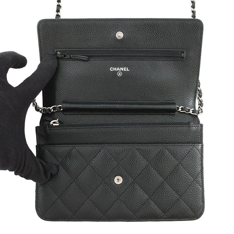 シャネル チェーンウォレット クラシック マトラッセ ココマーク キャビアスキン AP0250 CHANEL 財布 黒