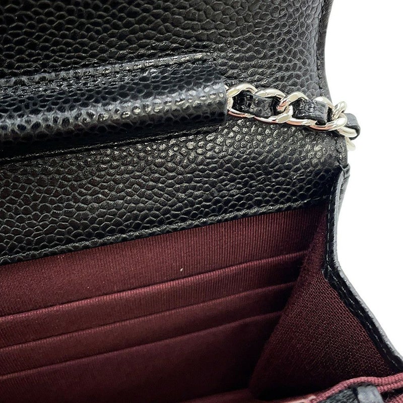 シャネル チェーンウォレット クラシック マトラッセ ココマーク キャビアスキン AP0250 CHANEL 財布 黒