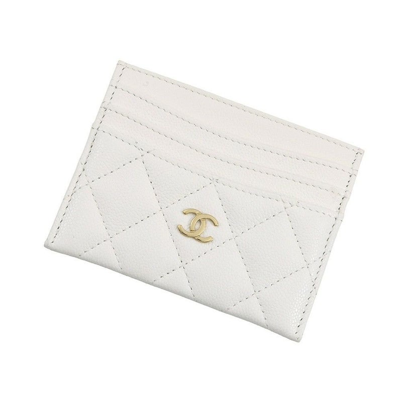 シャネル カードケース クラシック マトラッセ ココマーク キャビアスキン AP4472 CHANEL パスケース 名刺入れ 白