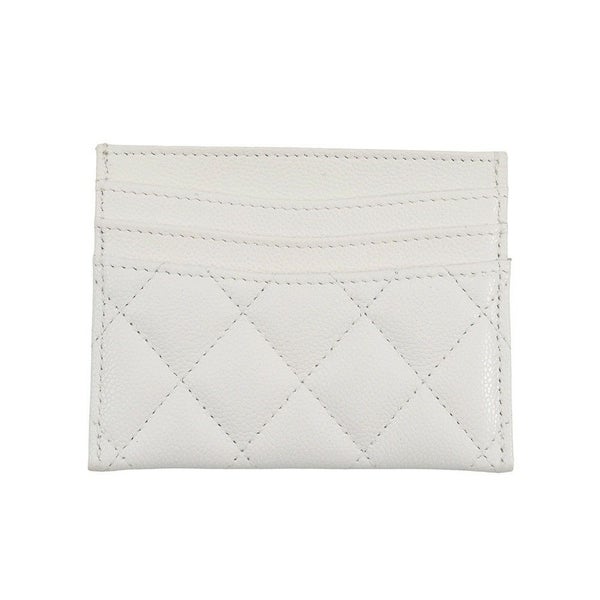 シャネル カードケース クラシック マトラッセ ココマーク キャビアスキン AP4472 CHANEL パスケース 名刺入れ 白