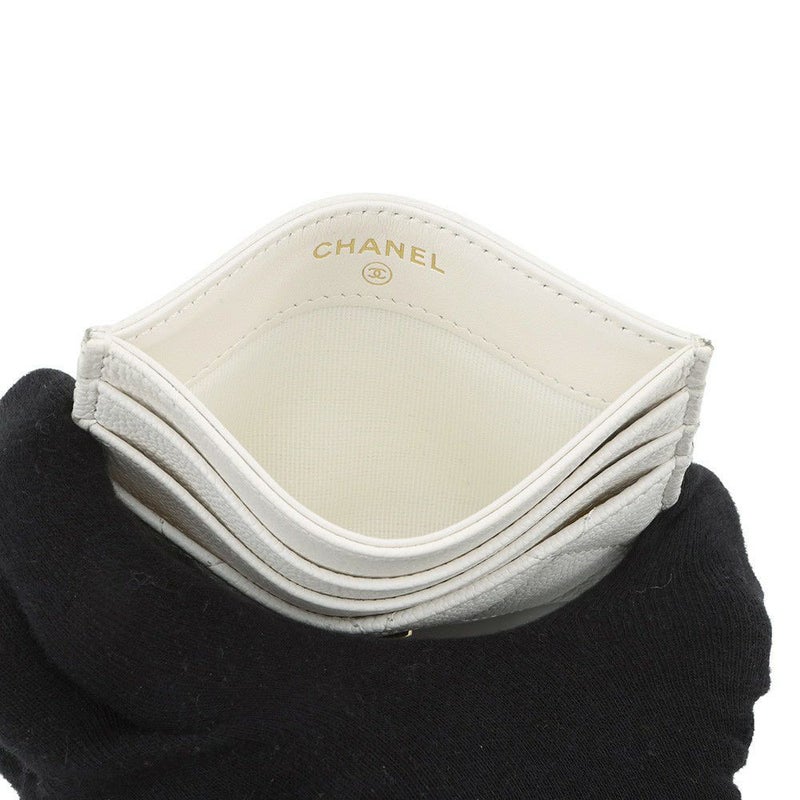 シャネル カードケース クラシック マトラッセ ココマーク キャビアスキン AP4472 CHANEL パスケース 名刺入れ 白