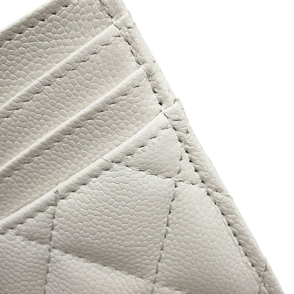 シャネル カードケース クラシック マトラッセ ココマーク キャビアスキン AP4472 CHANEL パスケース 名刺入れ 白