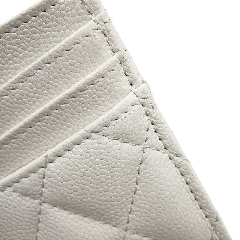 シャネル カードケース クラシック マトラッセ ココマーク キャビアスキン AP4472 CHANEL パスケース 名刺入れ 白