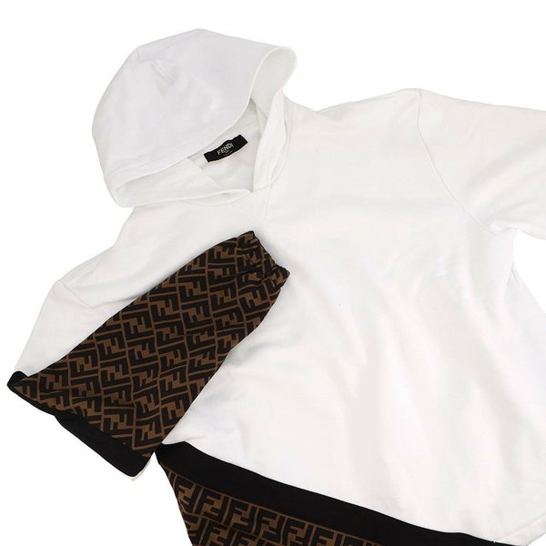 フェンディ パーカー FF切り替え フーディ コットン メンズサイズS FAF681 FENDI トップス 白