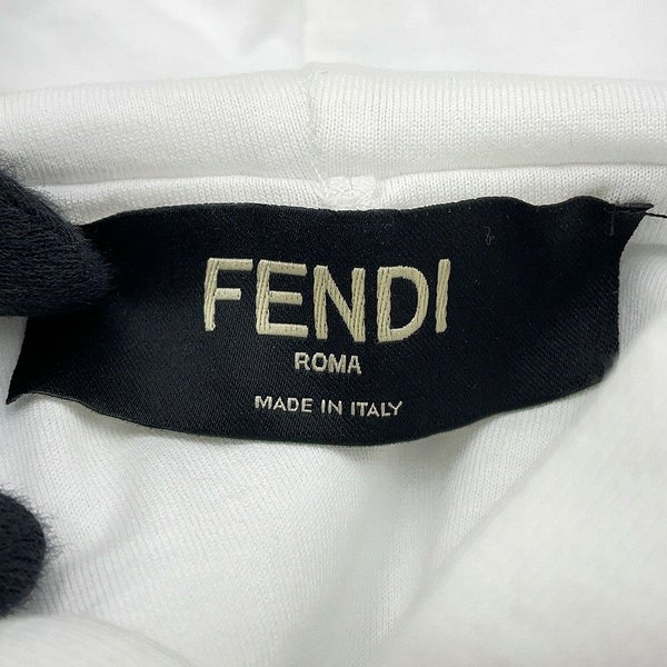 フェンディ パーカー FF切り替え フーディ コットン メンズサイズS FAF681 FENDI トップス 白