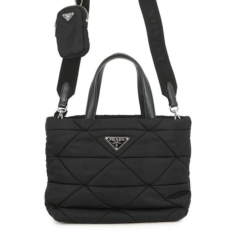 プラダ ハンドバッグ スモール パデッドRe-Nylon トートバッグ ナイロン レザー 1BG373 PRADA 2way 黒