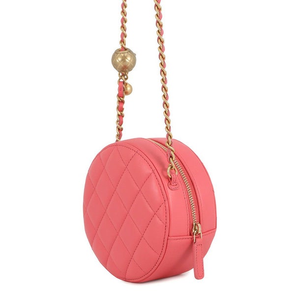 シャネル チェーンショルダーバッグ マトラッセ ココマーク ラウンド ココボール ラムスキン CHANEL