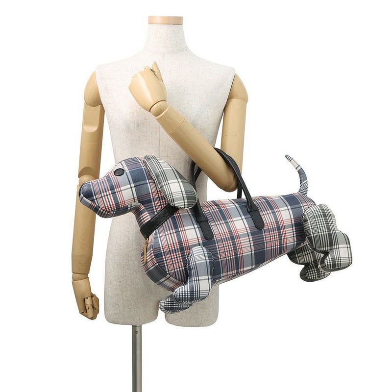 トムブラウン ハンドバッグ HECTOR ヘクター チェック柄 レザー THOM BROWNE 犬 ダックスフント アニマルバッグ