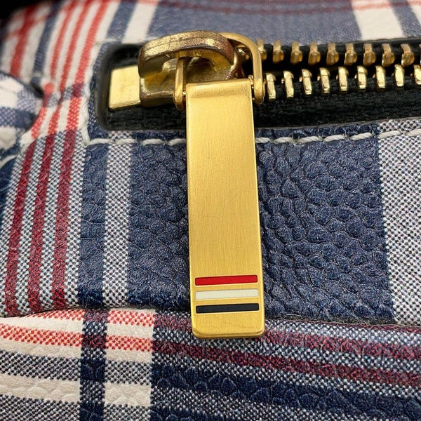 トムブラウン ハンドバッグ HECTOR ヘクター チェック柄 レザー THOM BROWNE 犬 ダックスフント アニマルバッグ