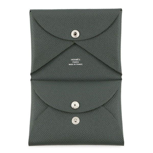 エルメス コインケース カルヴィ デュオ ヴェールマングローブ/シルバー金具 エプソン K刻印 財布