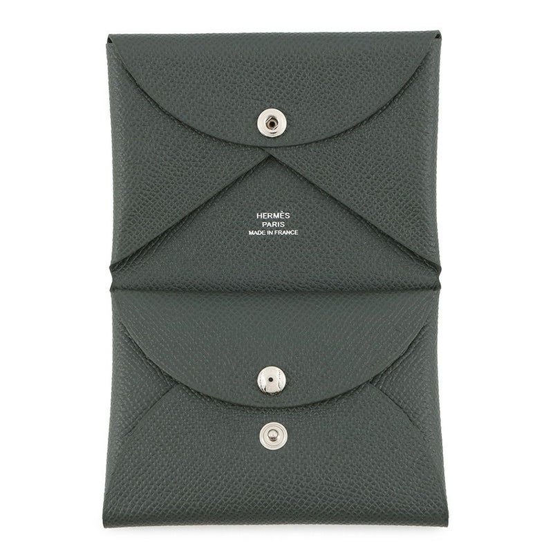 エルメス コインケース カルヴィ デュオ ヴェールマングローブ/シルバー金具 エプソン K刻印 財布
