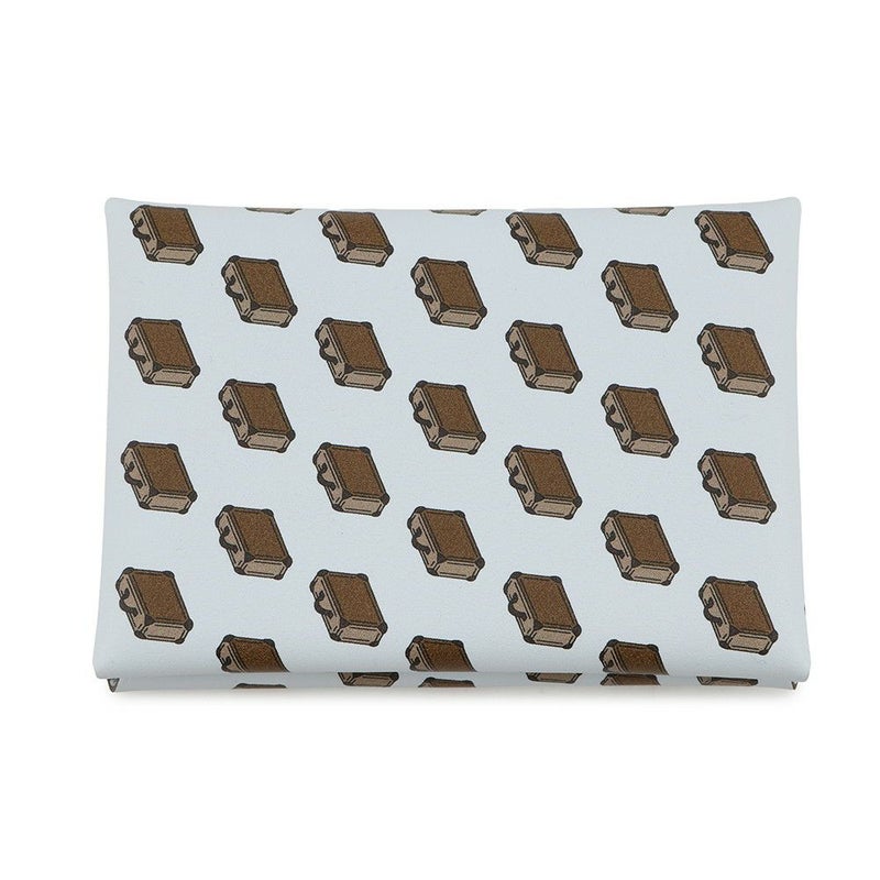 エルメス コインケース カルヴィ デュオ バッグモチーフ ブルーブリュム/シルバー金具 スイフト K刻印