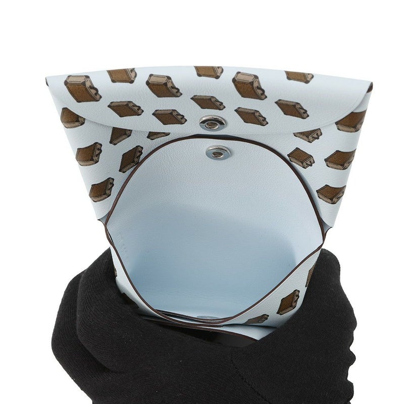 エルメス コインケース カルヴィ デュオ バッグモチーフ ブルーブリュム/シルバー金具 スイフト K刻印