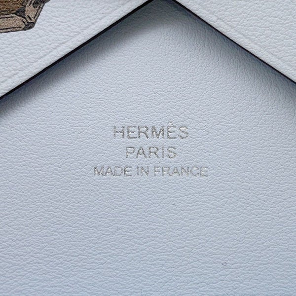 エルメス コインケース カルヴィ デュオ バッグモチーフ ブルーブリュム/シルバー金具 スイフト K刻印