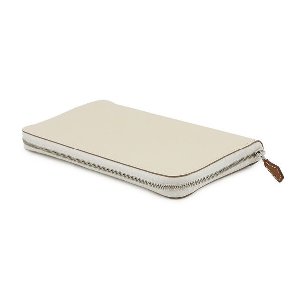 エルメス 長財布 アザップロング シルクイン クレ/シルバー金具 エプソン W刻印 財布