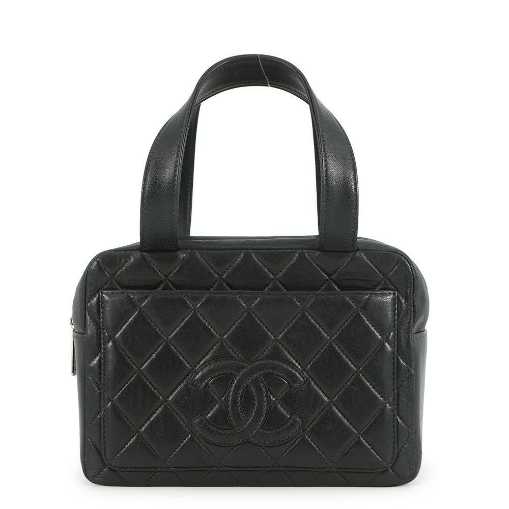 シャネル ハンドバッグ ココマーク ラムスキン CHANEL 黒 安心保証