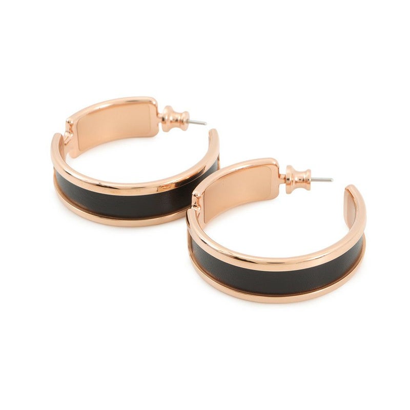 エルメス ピアス オランプ GM ブラック/ピンクゴールド金具 ボックスカーフ HERMES アクセサリー 黒