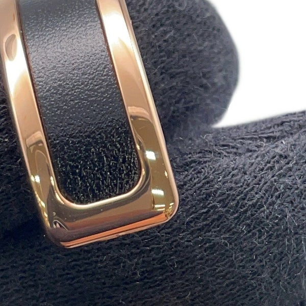 エルメス ピアス オランプ GM ブラック/ピンクゴールド金具 ボックスカーフ HERMES アクセサリー 黒