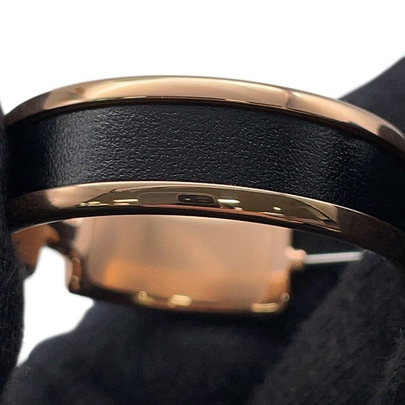 エルメス ピアス オランプ GM ブラック/ピンクゴールド金具 ボックスカーフ HERMES アクセサリー 黒